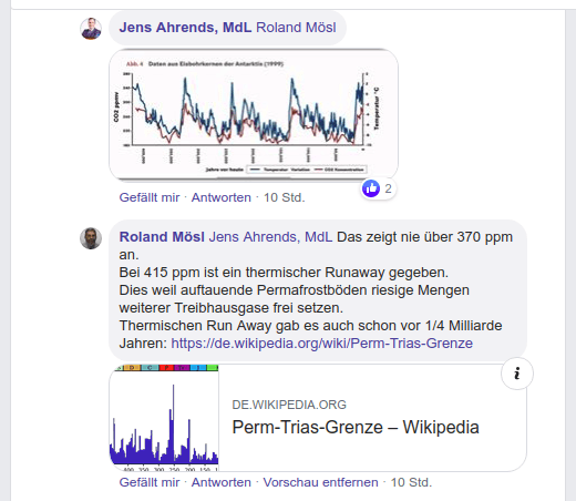 Jede Aussage kann gegen Sie verwendet werden
MdL Jens Ahrends bringt eine Kurve über die letzten 400.000 Jahre mit 180 bis 370 ppm CO2 in der Atmosphäre als Beweiß dafür, dass 415 ppm harmlos sind.