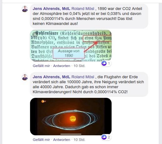 Herr Jens Ahrends AfD MdL ist ein glaubensfester Mann
Für manche ist die Bible unumstößliche Wahrheit, für andere der Koran, doch für Jens ist es eine in sozialen Medien weit verbreitete Meme über Klimawandelleugnertum
